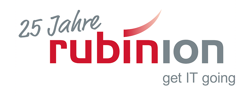 Logo zum 25. Jubiläum von rubinion ag.